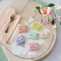 Niedliche Gesteppte Geldbörse Kartenhalter Mädchen Kawaii Kariertes Muster Geschäfts-ID-Karte Polyester Knopf-Reißverschluss Mini-Schlüsselbörse Münzbeutel