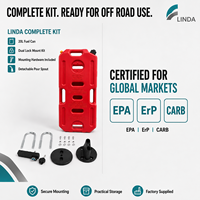 LINDA Conteneur de carburant portable 20L à double verrouillage en HDPE Rouge Noir Kaki Vert Certifié CE/EPA En stock pour SUV Pickup ATV UTV 4x4