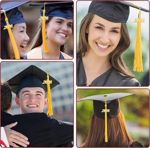 Robe et toque de graduation unisexe de qualité supérieure, uniforme académique multicolore avec pompon, tenue de graduation personnalisable avec logo - Product Image 5