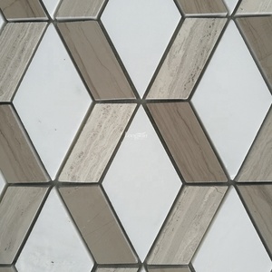 Mezcla blanca Marrón Azulejo de piedra natural Tienda de <span class=keywords><strong>hotel</strong></span> Piso Backsplash Uso Arte Mosaico Baño Pared - Product Image 2