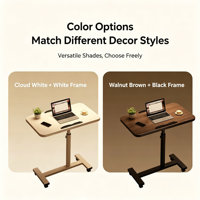 Table de chevet mobile, bureau d'ordinateur pliable réglable en hauteur avec espace de rangement pour chambre à coucher/bureau à domicile, petit appartement, bureau