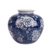 Cantik Cina biru dan putih pola bunga Peony untuk dekorasi rumah vas keramik