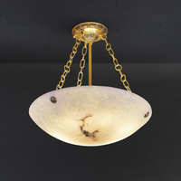 Luminaire suspendu en albâtre de luxe avec chaîne et canne à l'ancienne plaquées or pour salon, entrée, salle à manger