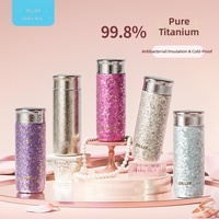 Mug isotherme haut de gamme Diller Dileber en titane pur à parois droites, double paroi, coque dorée en titane, isolation thermique 6-12 heures pour le thé