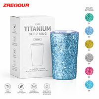 Tasse de camping en titane pur de 300 ml, gobelet isotherme à double paroi avec couvercle, tasse légère de 10 oz pour la randonnée, les voyages en plein air