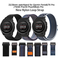 Compatible Garmin Fenix 8/7X Pro/5X Pro Bracelet en nylon réglable confortable à libération rapide 22/26 mm Haute qualité 7 couleurs Montre de sport