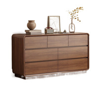 Commode minimaliste en bois massif de frêne à 9 tiroirs, grande capacité, meuble de rangement écologique pour le salon