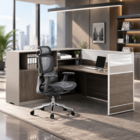 Poste de travail modulaire pour bureau, table de personnel en bois avec cloison en verre et armoire de rangement pour projet de bureau