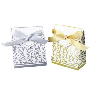 定制结婚喜好包装豪华小礼品三维硬纸巧克力糖果盒带丝带