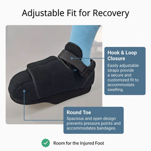 Chaussure de marche post-opératoire réglable à boucle auto-agrippante, doublure en velours suédé, semelle rigide compensée <span class=keywords><strong>pour</strong></span> blessure de l'avant-<span class=keywords><strong>pied</strong></span> et soins post-chirurgicaux du <span class=keywords><strong>pied</strong></span> - Product Image 1