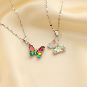 สร้อยคอจี้ผีเสื้อแบบไล่ระดับสีละเอียดอ่อนสร้อยคอทำจากสเตนเลสสตีลยอดนิยม - Product Image 4