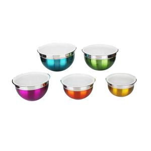 Lot de 5 bols à mélanger et à préparer pour repas sains en acier inoxydable poli miroir - Product Image 4