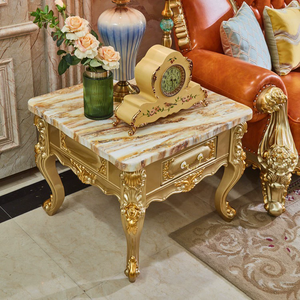 Mesa Auxiliar Cuadrada de Mármol Estilo Europeo, Mesa Lateral de Madera Maciza Tallada, Mesa de Esquina para Sala de Estar, Mesa Telefónica Cuadrada - Product Image 6