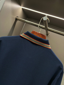 Polo de Manga Larga para Hombre con Cuello a Rayas Icónico Burberry, Camiseta Casual Clásica de Algodón Piqué, Multicolores - Product Image 5
