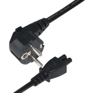 Enchufe de la UE de 3 pines a 90 grados, conector C5, cable de extensión de potencia de ángulo recto con certificado VDE, directo de fábrica