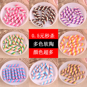 Soft Clay Rainbow Rods For Diy Craft Art Decorative Accessories <b>Polymer</b> Clay Sculpture Supplies Multicolor Twist Pattern - Product Image 1