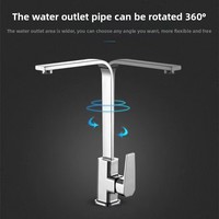 Robinet de cuisine carré, eau chaude et froide, anti-éclaboussures, design plat pivotant, valve en céramique, mitigeur d'évier électroplaqué, vente en gros usine