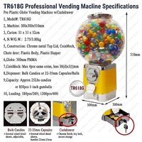 Distributeur de bonbons et de jouets en capsules professionnel TR618G de 25 lb avec tiroir-caisse pour les parcs d'attractions