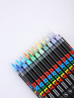 Stylo à peinture métallique à pointe pinceau, marqueur acrylique fluorescent, stylo spécial flash pour la calligraphie et la peinture pour étudiants