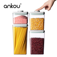 Boîtes de rangement pour aliments secs en plastique transparent carrées, hermétiques, de haute qualité, durables, pour collations, pâtes, farine