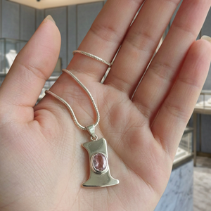 Pendentif en pierre naturelle géométrique de qualité supérieure, chaîne serpent en argent allemand faite à la main, idéal pour les fêtes, pour femme, votre choix, vente en gros - Product Image 3