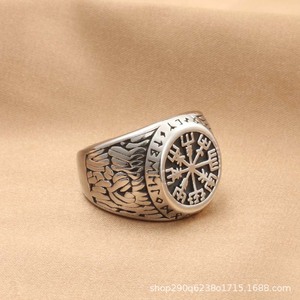 Men's Titanium Steel <b>Ring</b> Snowflake Design Retro <b>Silver</b> With Gold Accents Geometric Punk Style Gift Jewelry - Product Image 3