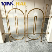 Cloison en verre ondulé ovale en acier inoxydable doré intégré YINGHAI pour maison, villa, hôtel