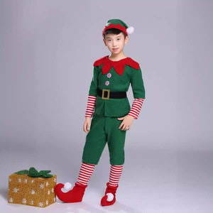 Costume d'elfe vert pour enfants, garçons et filles, tenue de spectacle de Noël, en coton, taille 8-12 - Product Image 4