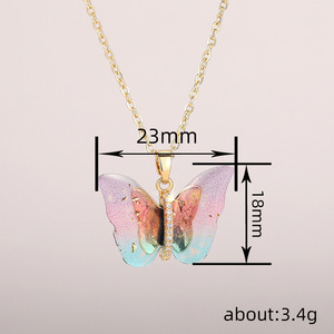 Collar de Mariposa con Degradado de Color para Mujer, Collar con Dijes Coloridos, Joyería de Moda para Uso Diario, Regalo - Product Image 6