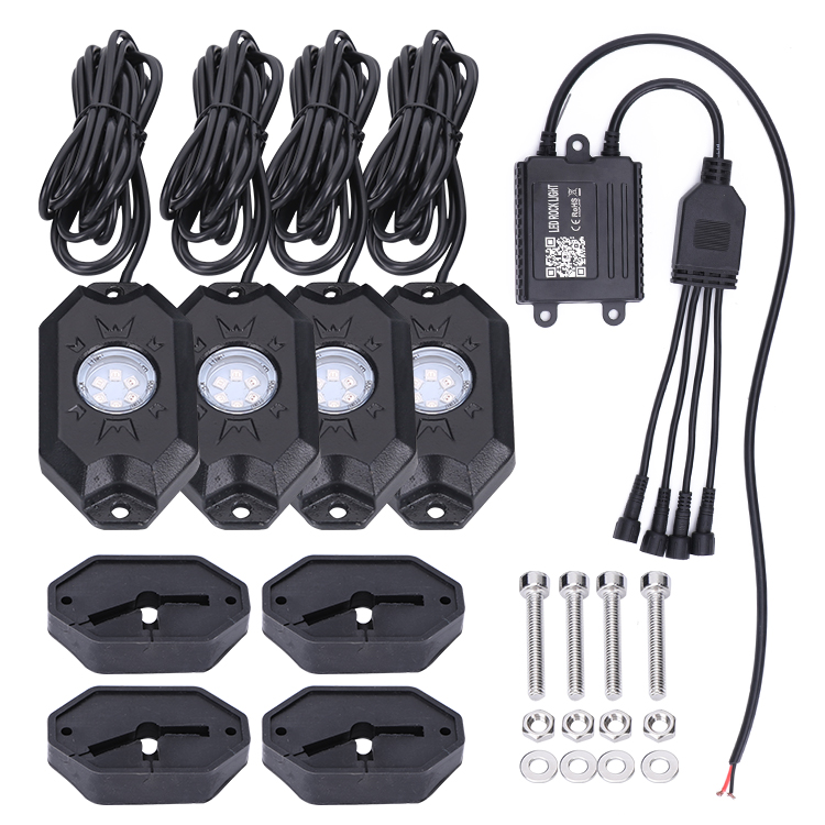 Телефон Blueteeth управление 4 Pods RGB LED рок свет наборы Underglow LED автомобиль для внедорожников UTV ATV LED мигающие бои 12V