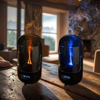 FUSMLI Diffuseur d'arôme de flamme réaliste 3D 200ml Grand réservoir Fonctionnement silencieux avec humidificateur à flamme de charge de type C