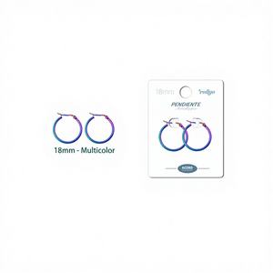 Boucles d'oreilles créoles géométriques multicolores en acier de 18 mm Cotigo, clous vintage tendance en titane avec placage or et breloque perle pour soirée - Product Image 1