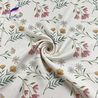 Weißer bedruckter Polyester-Georgette-ähnlicher 4-Wege-Stretch-Gewebe mit Aquarell-Blumenmuster für Kleider, Sofas, Hochzeiten, Jungen & Mädchen
