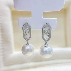 S925 <b>Silver</b> DIY <b>Pearl</b> Accessories Fashion <b>Silver</b> Jewelry <b>Earrings</b> with 9-13mm Round Beads 22218 Empty Tray - Product Image 3