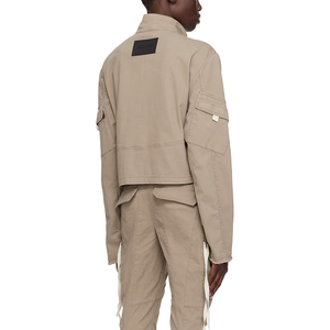 Conception de poche élégante pour femmes avec cordons de serrage pour ensemble veste <span class=keywords><strong>cargo</strong></span> <span class=keywords><strong>beige</strong></span> et <span class=keywords><strong>pantalon</strong></span> capri Streetwear décontracté - Product Image 3