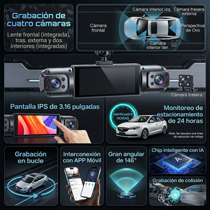 Caméra embarquée Ele-Gate 360 degrés 4K Ultra HD avec Wifi et vision nocturne pour rétroviseur de voiture - Product Image 1