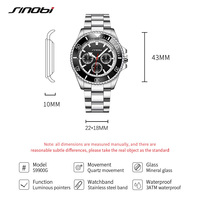 Montre-bracelet à quartz chronographe pour homme, grand cadran 43 mm, aiguilles lumineuses, aiguille des secondes en forme d'avion
