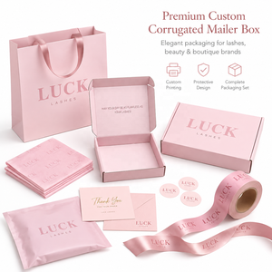 Caja de Envío Corrugada Rosa Personalizada con Impresión de Logotipo, Empaque para Pestañas, Cosméticos, Regalos y Envíos de Comercio Electrónico - Product Image 1