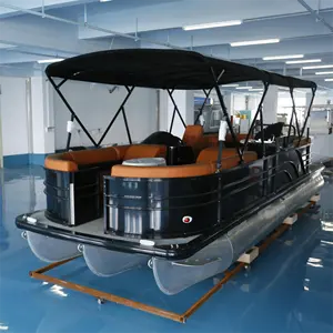 Kinocean 25FT Best Quality Full Welded Aluminum and Fiberglass Pontoon Boat with Engine for Water Entertainments