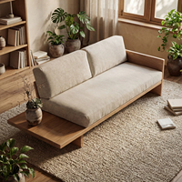Canapé deux places en tissu Musili, style japonais moderne et minimaliste, en bois massif rustique, personnalisable pour salon et maisons d'hôtes
