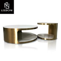 Table à café avec dessus en marbre doré moderne de luxe sur mesure Mobilier de salon Ensemble de tables à café rondes