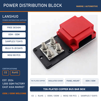Barre omnibus Andufuse 12V-48V 400A en cuivre étamé avec vis, bloc de distribution d'alimentation 8x3/8 avec couvercle de goujon M10 pour applications automobiles, marines et solaires