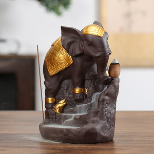 Nuevo quemador de incienso creativo transfronterizo con diseño de elefante dorado y madera de sándalo púrpura para aromaterapia y decoración del hogar. - Product Image 3