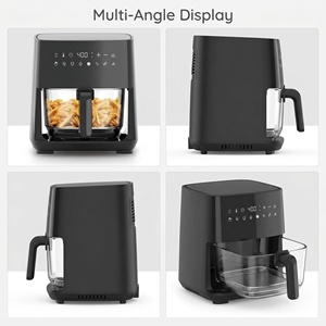<span class=keywords><strong>Friteuse</strong></span> à air numérique 1350W 4,5L en verre borosilicate haute résistance, avec revêtement antiadhésif PTFE, protection contre la surchauffe et design moderne - Product Image 4