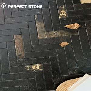 Pierre <span class=keywords><strong>calcaire</strong></span> noire rectangulaire de luxe PerfectStone pour les projets de construction de carreaux de salle de bain intérieurs - Product Image 1
