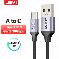 OEM 60W pengisian daya Cepat 10Gbps USB a ke kabel Data Tipe C 10Gbps untuk Samsung untuk Xiaomi untuk Huawei stok pesanan jumlah besar