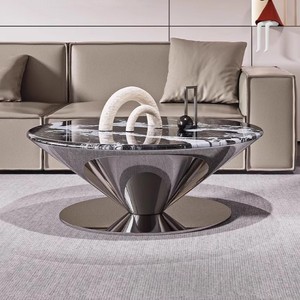 <span class=keywords><strong>Table</strong></span> <span class=keywords><strong>basse</strong></span> soucoupe volante en marbre avec base en acier inoxydable durable – Mobilier moderne pour salon – Ensemble de <span class=keywords><strong>table</strong></span> à thé de luxe écologique - Product Image 1