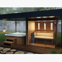 Ruang Sauna Spa Luar Ruangan Listrik Ramah Lingkungan Modern untuk Penggunaan Villa Kapasitas Dapat Disesuaikan (1-6 Orang) Konstruksi Kayu Solid