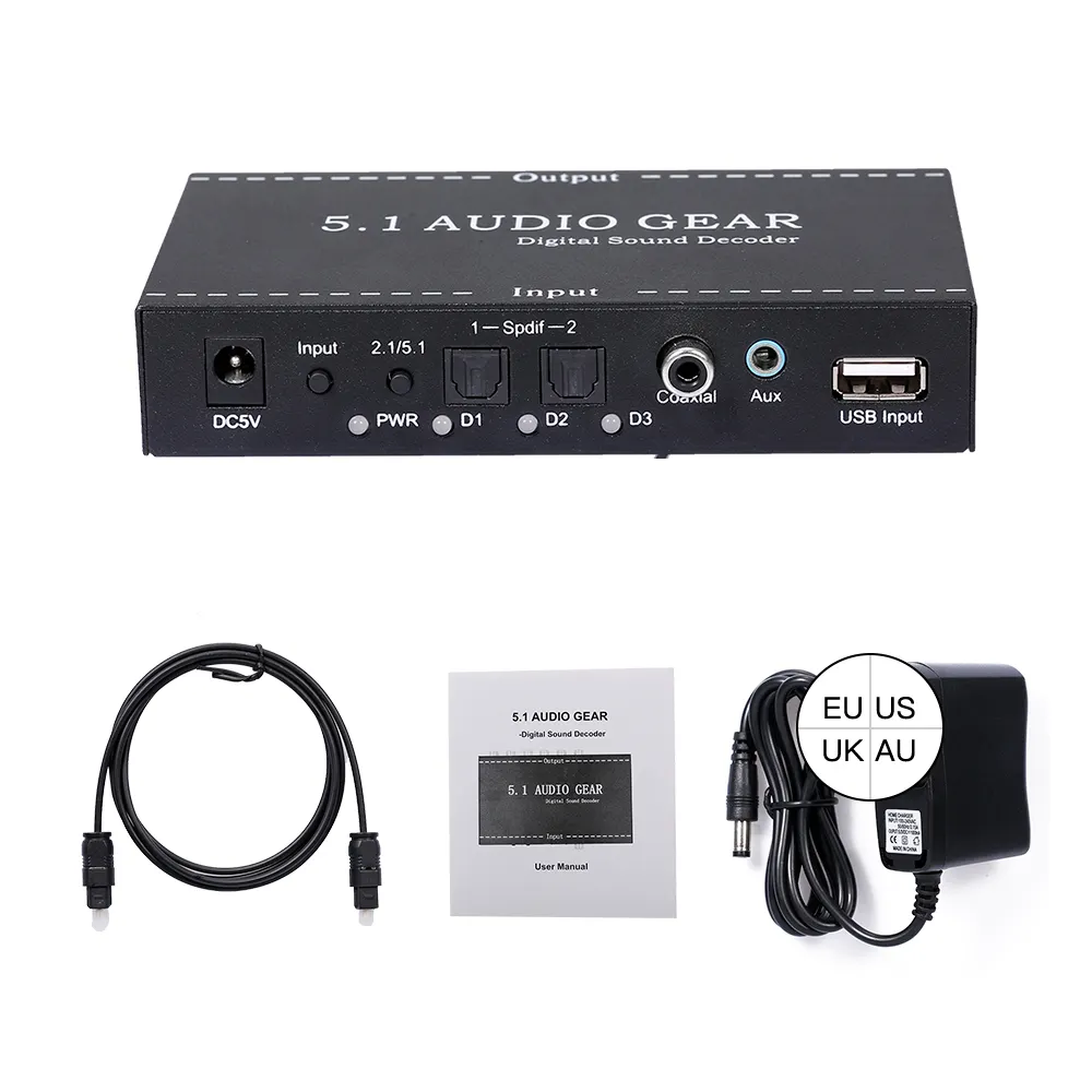 NK-A6L 5.1เสียงดิจิตอล Audio ถอดรหัสเอาต์พุตเสียง3.5มม.รองรับ Dolby Digital AC-3 DTS EU Plug