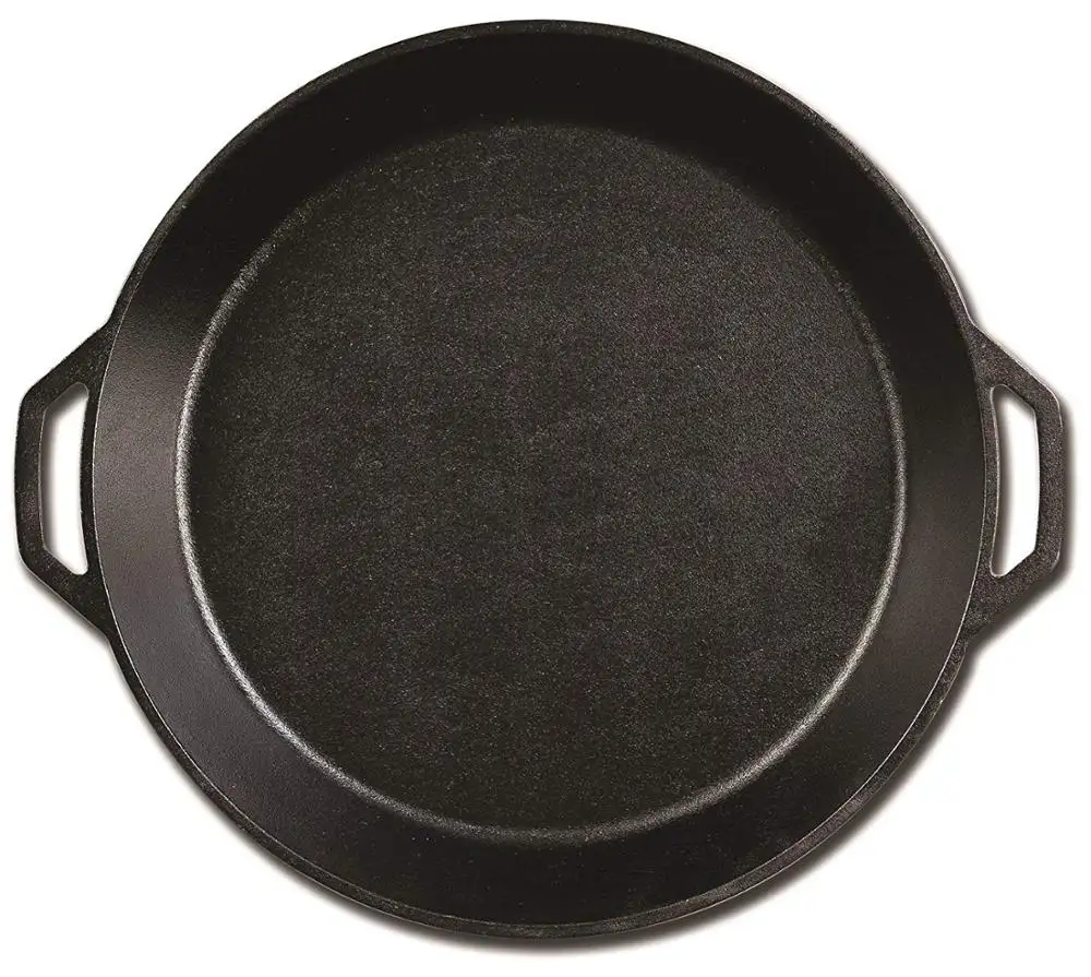 19" big size Pre Seasoned Cast Iron paella pan Skillet Frying Pan Large Loop Handles Camping Skillet Pizza pan